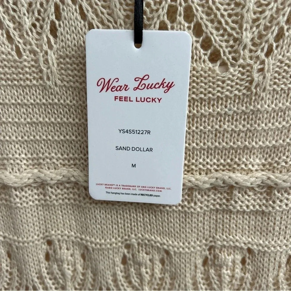Lucky Brand Boho Chic Crochet Knit Tank Dress w/ Slip Lining / Sand Dollar / Med - Picture 4 of 7